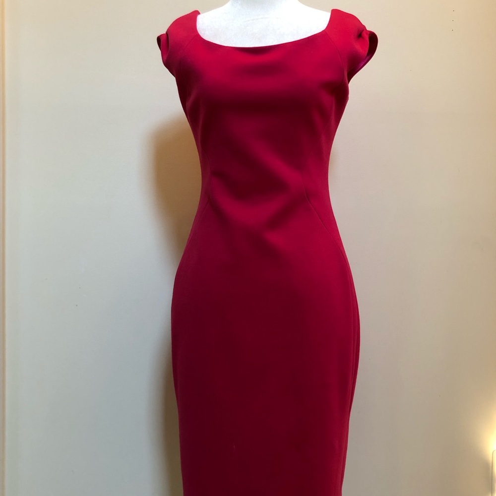 Red Tahari mid-calf length dress